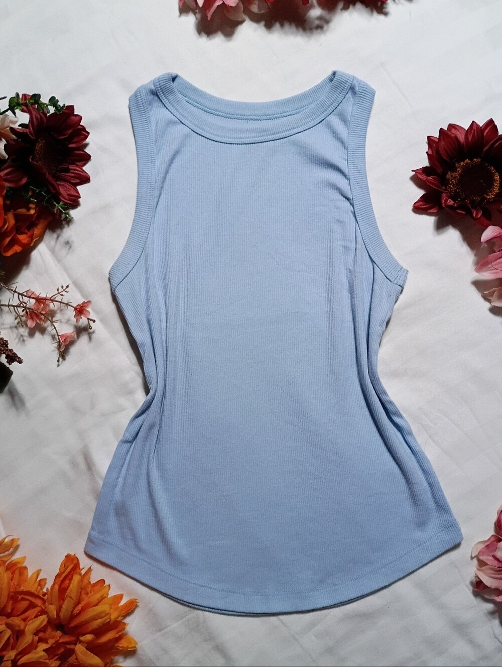 SO Light Blue Ribbed Tank Top